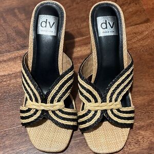 Dolce Vita Black and Tan Woven Sandals
